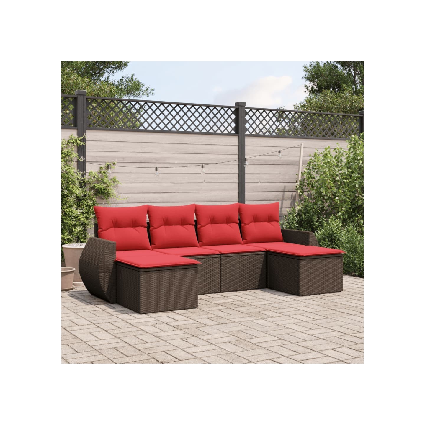 Ensemble de canapé de jardin 6 pcs avec coussins marron