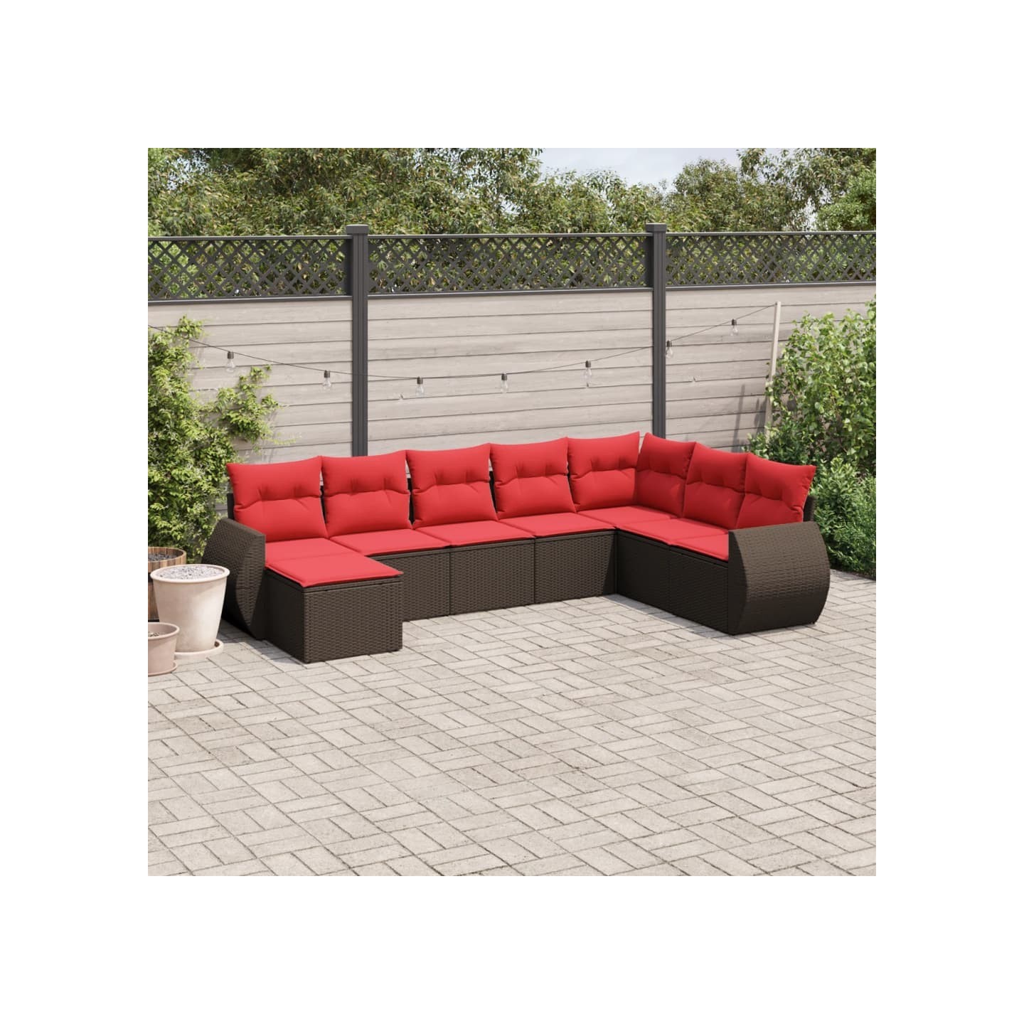Ensemble de canapé de jardin 8 pcs avec coussins marron