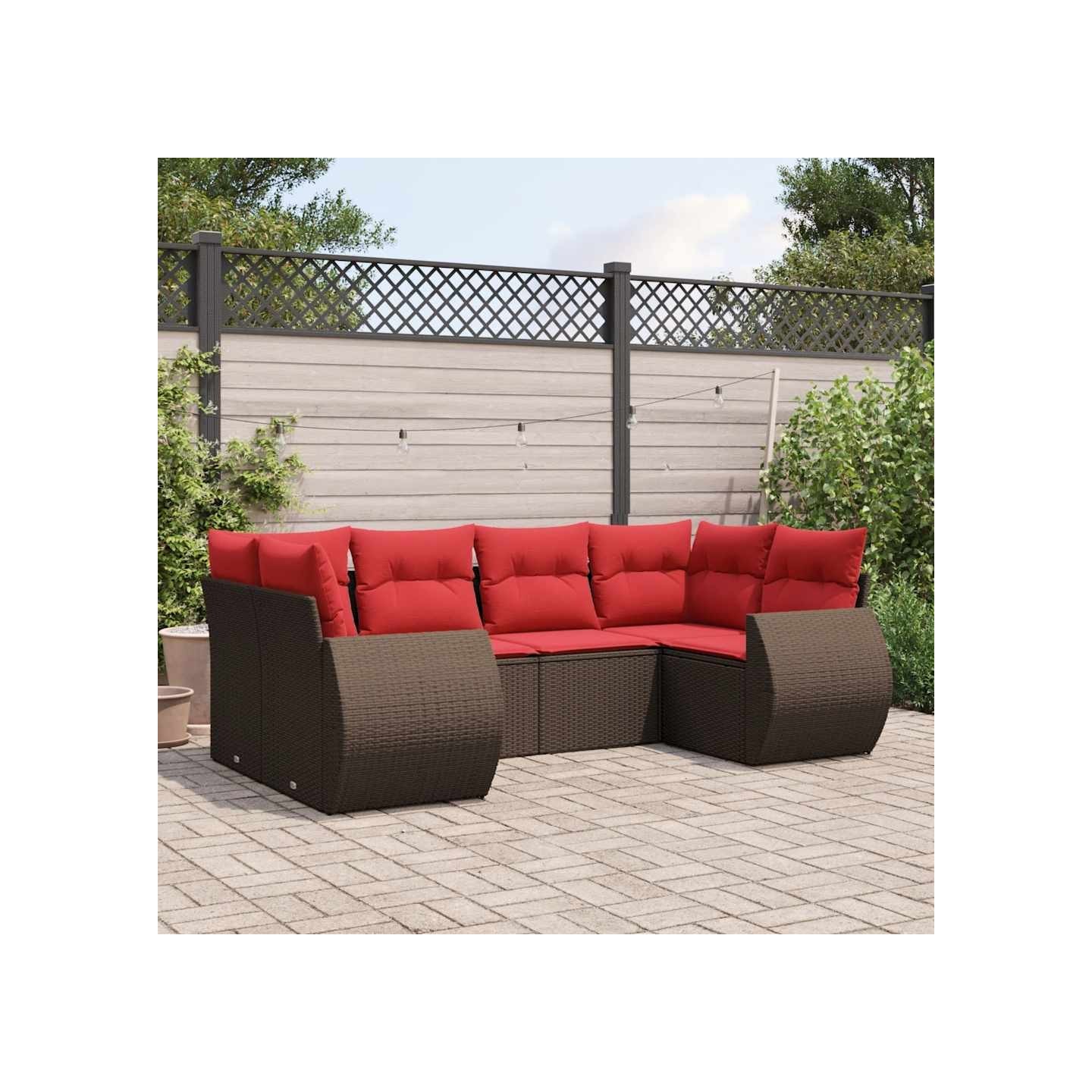 Ensemble de canapé de jardin 6 pcs avec coussins marron