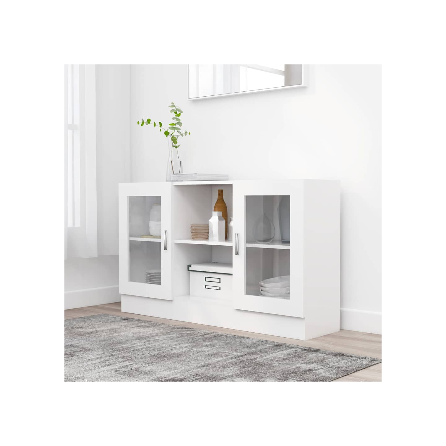 Armoire à vitrine Blanc 120x30,5x70 cm Bois d'ingénierie