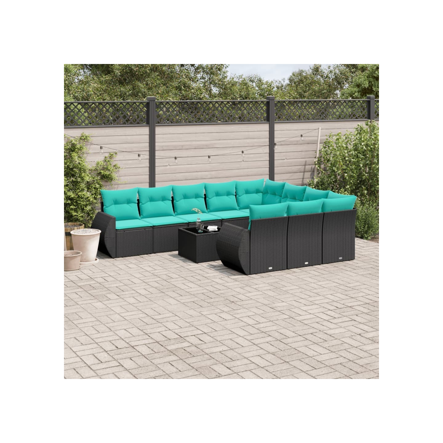 Ensemble de canapé de jardin 11 pcs avec coussins noir