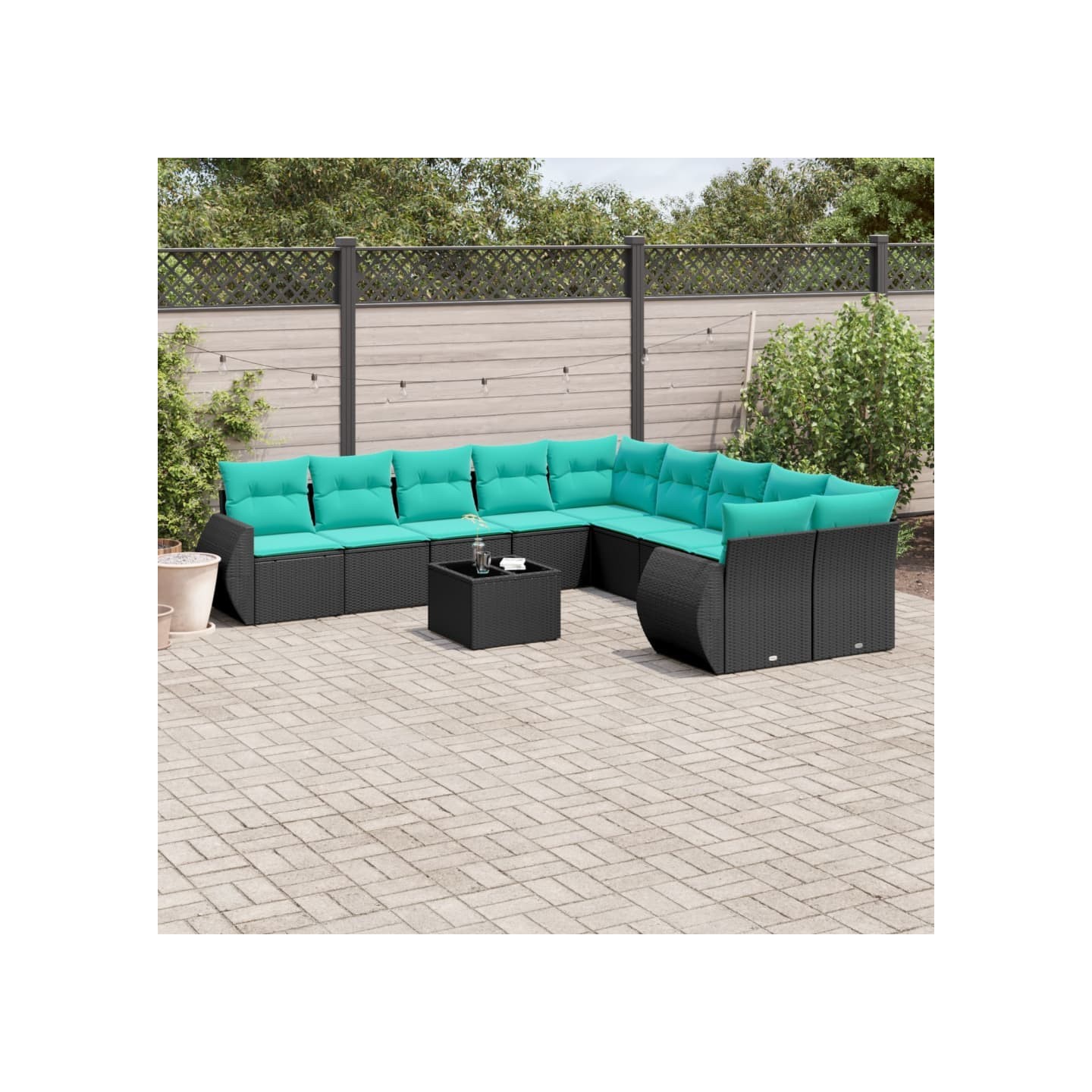 Ensemble de canapé de jardin 11 pcs avec coussins noir