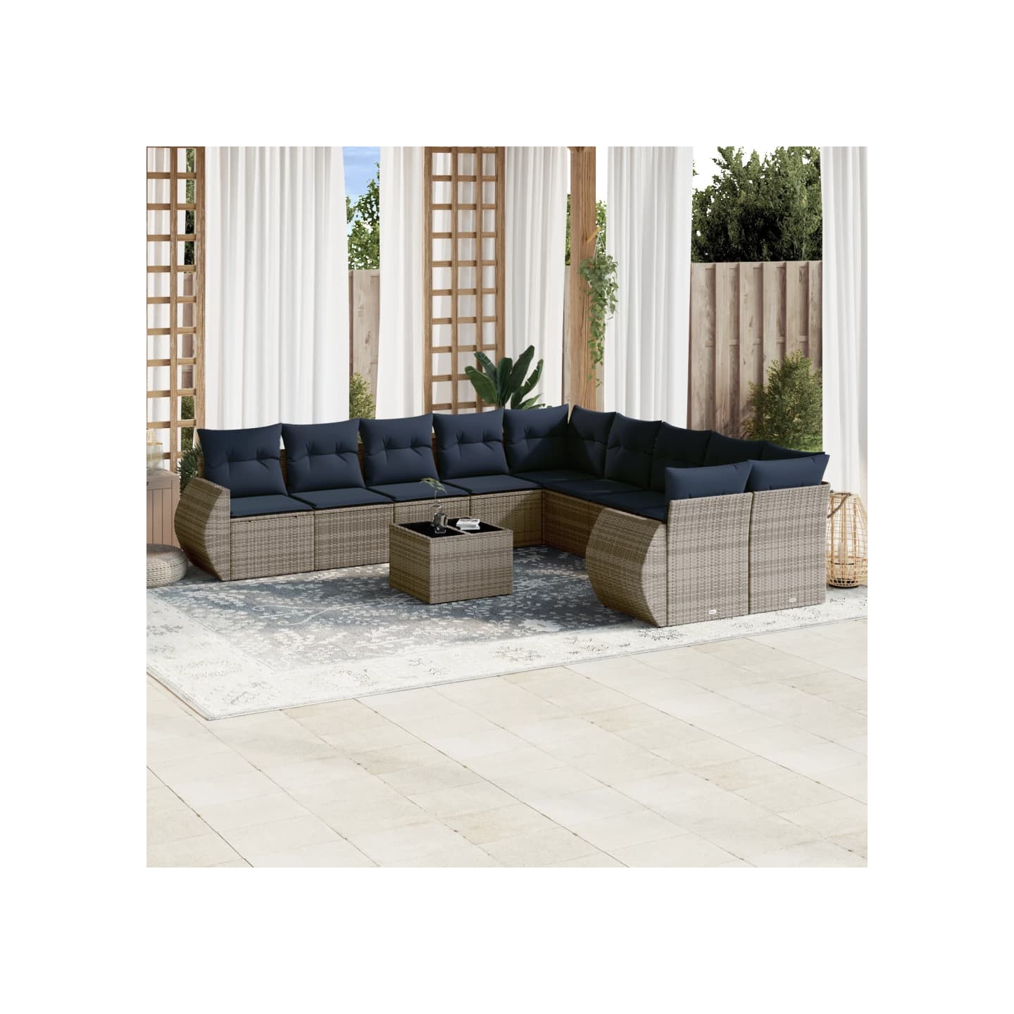 Ensemble de canapé de jardin 11 pcs avec coussins gris