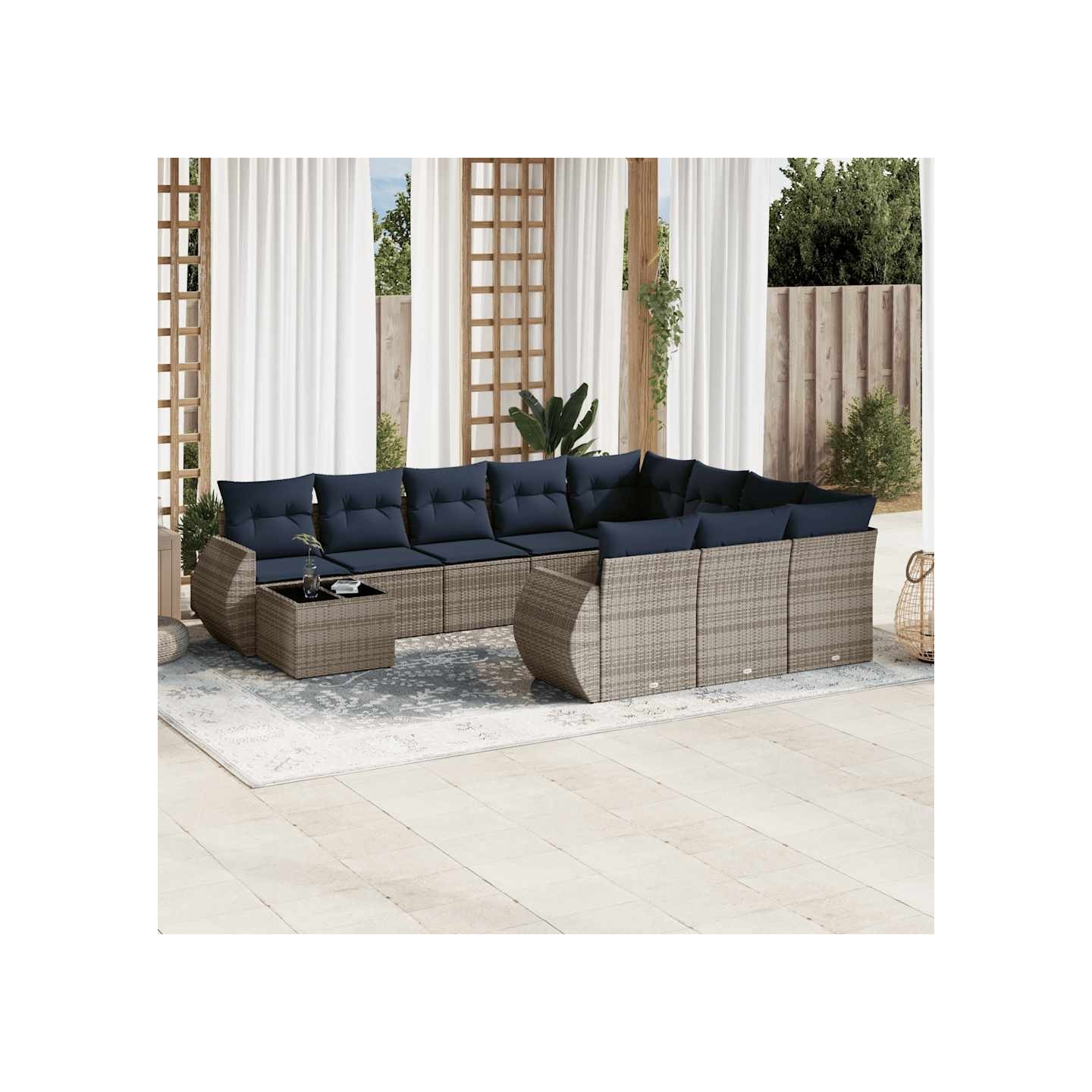 Ensemble de canapé de jardin 11 pcs avec coussins gris