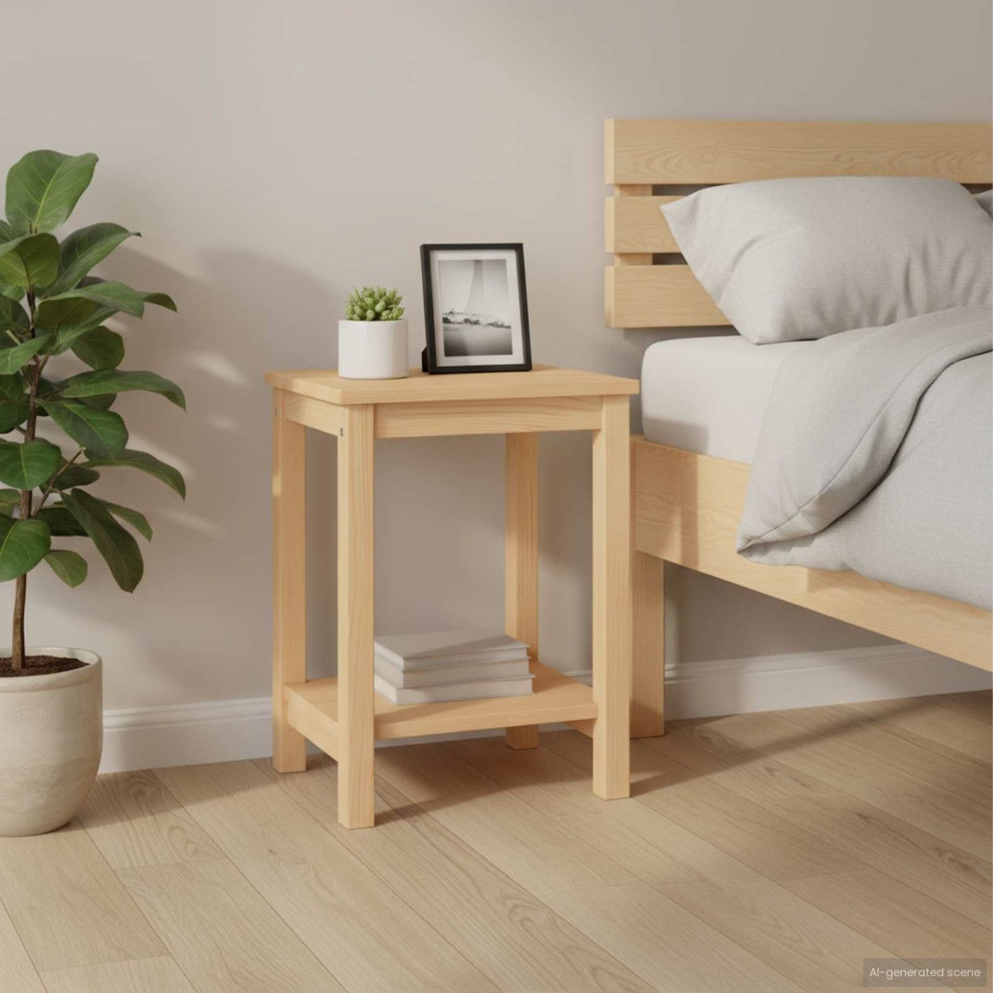 Table de chevet naturel 35x30x47 cm bois de pin massif