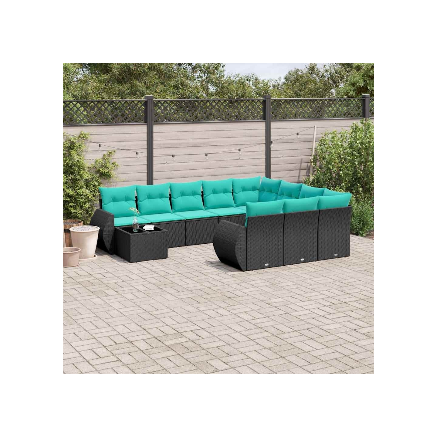 Ensemble de canapé de jardin 11 pcs avec coussins noir