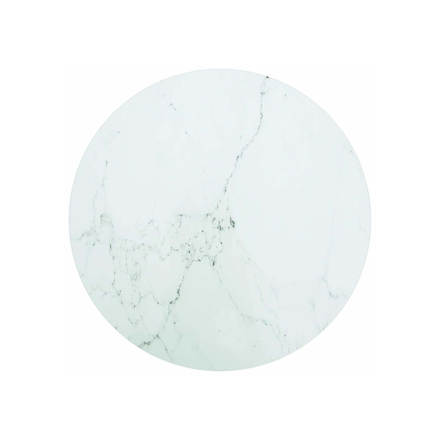 Dessus de table blanc Ø50x0,8cm verre trempé avec design marbre