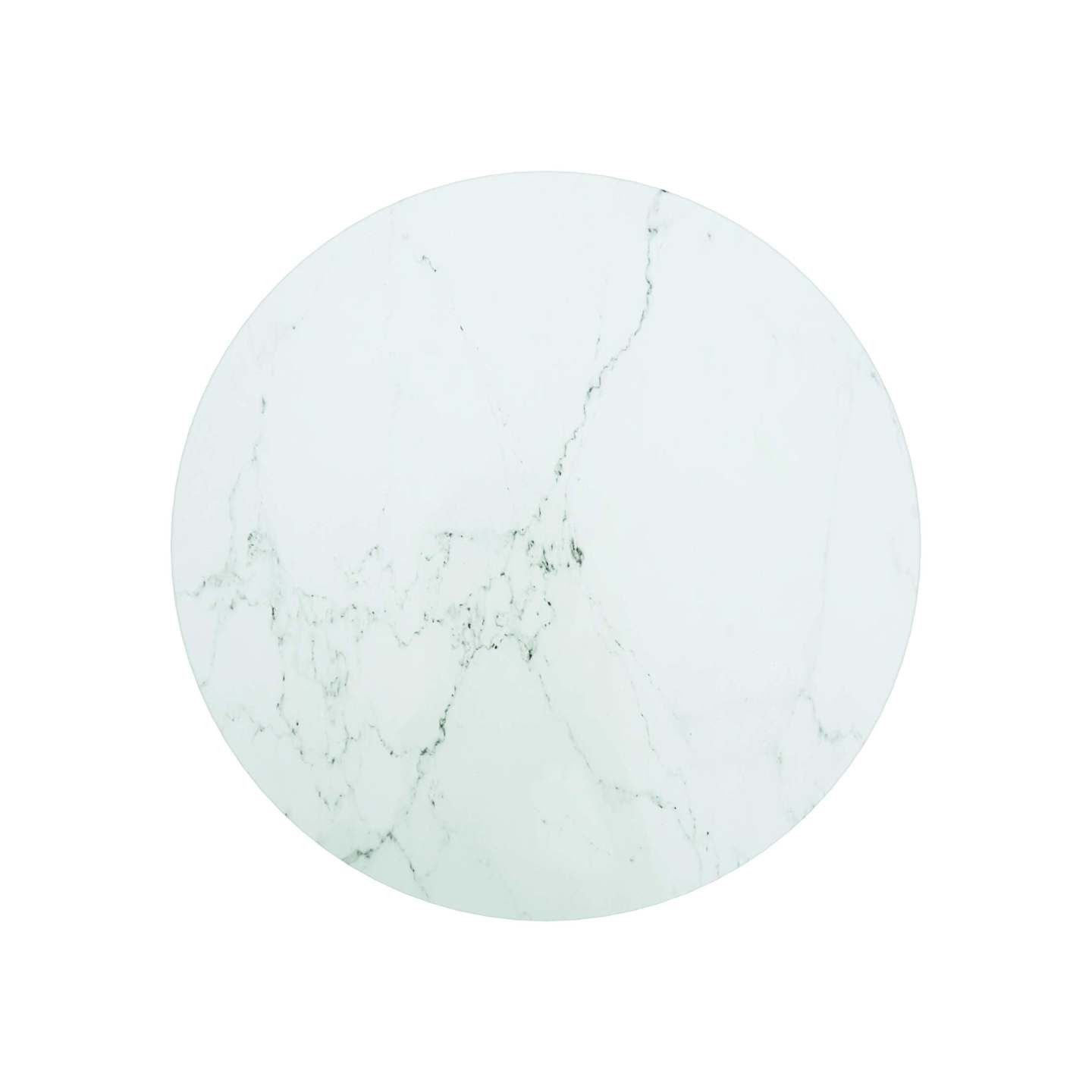 Dessus de table blanc Ø40x0,8cm verre trempé avec design marbre