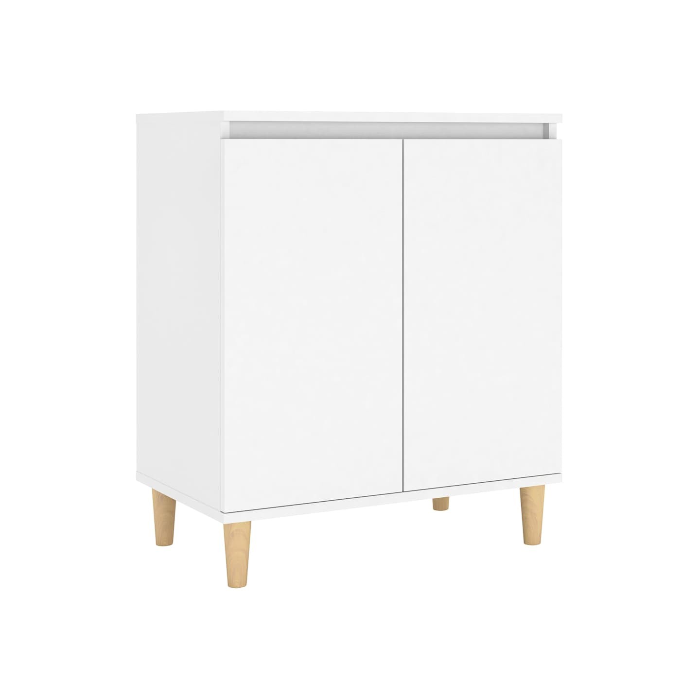 Buffet avec pieds en bois massif blanc bois d'ingénierie