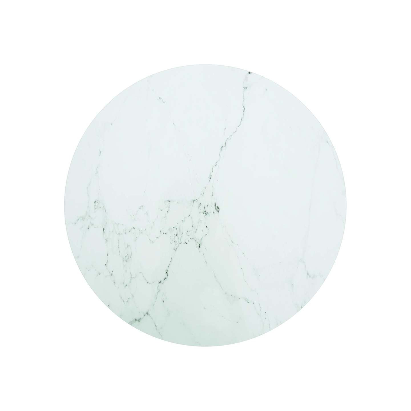 Dessus de table blanc Ø70x0,8cm verre trempé avec design marbre