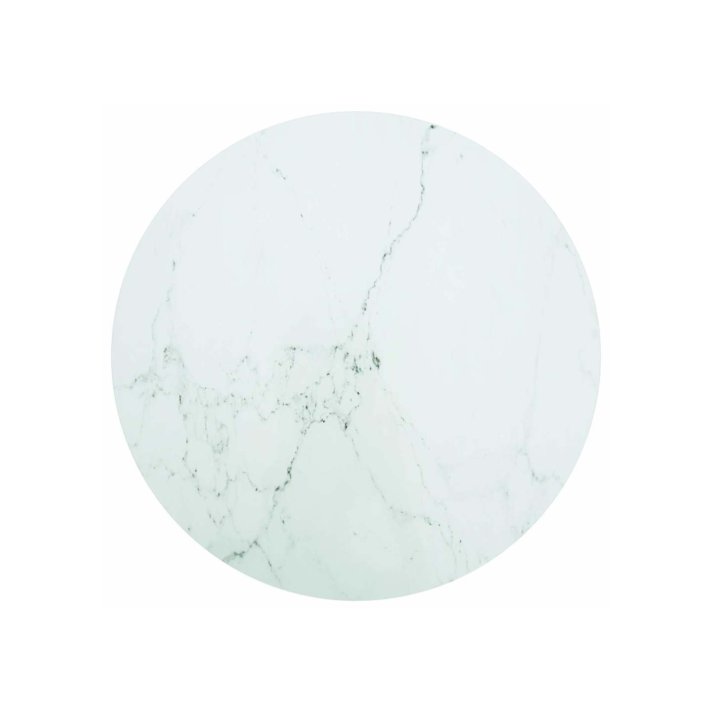 Dessus de table blanc Ø90x1 cm verre trempé avec design marbre