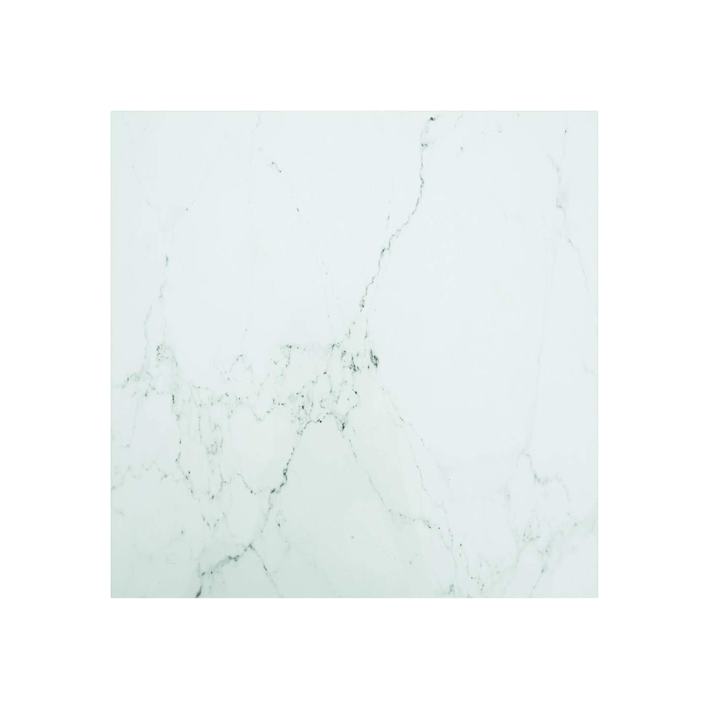 Dessus de table blanc 80x80 cm 6 mm verre trempé design marbre