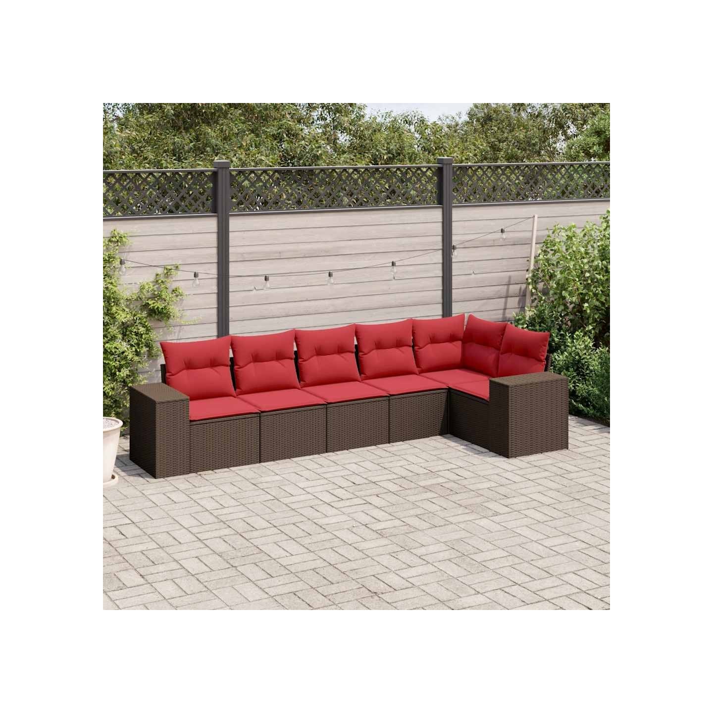 Ensemble de canapé de jardin 6 pcs avec coussins marron