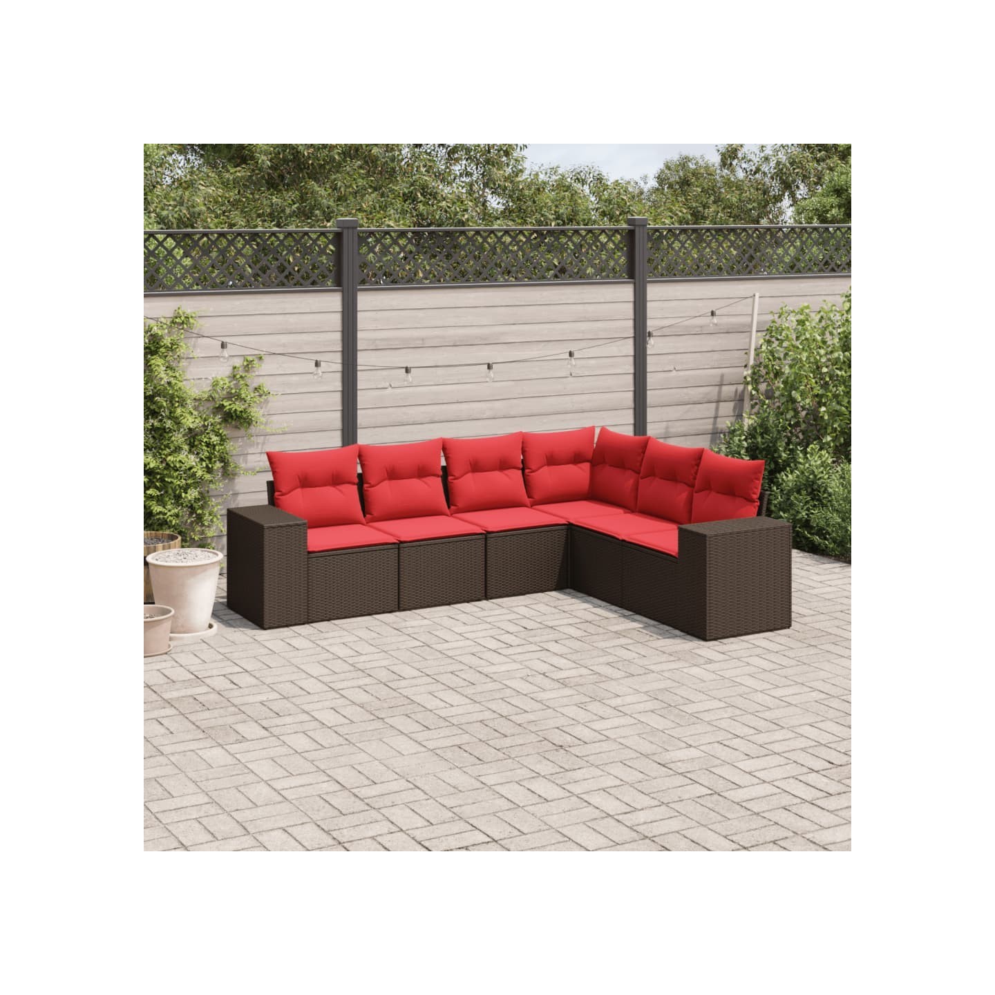 Ensemble de canapé de jardin 6 pcs avec coussins marron