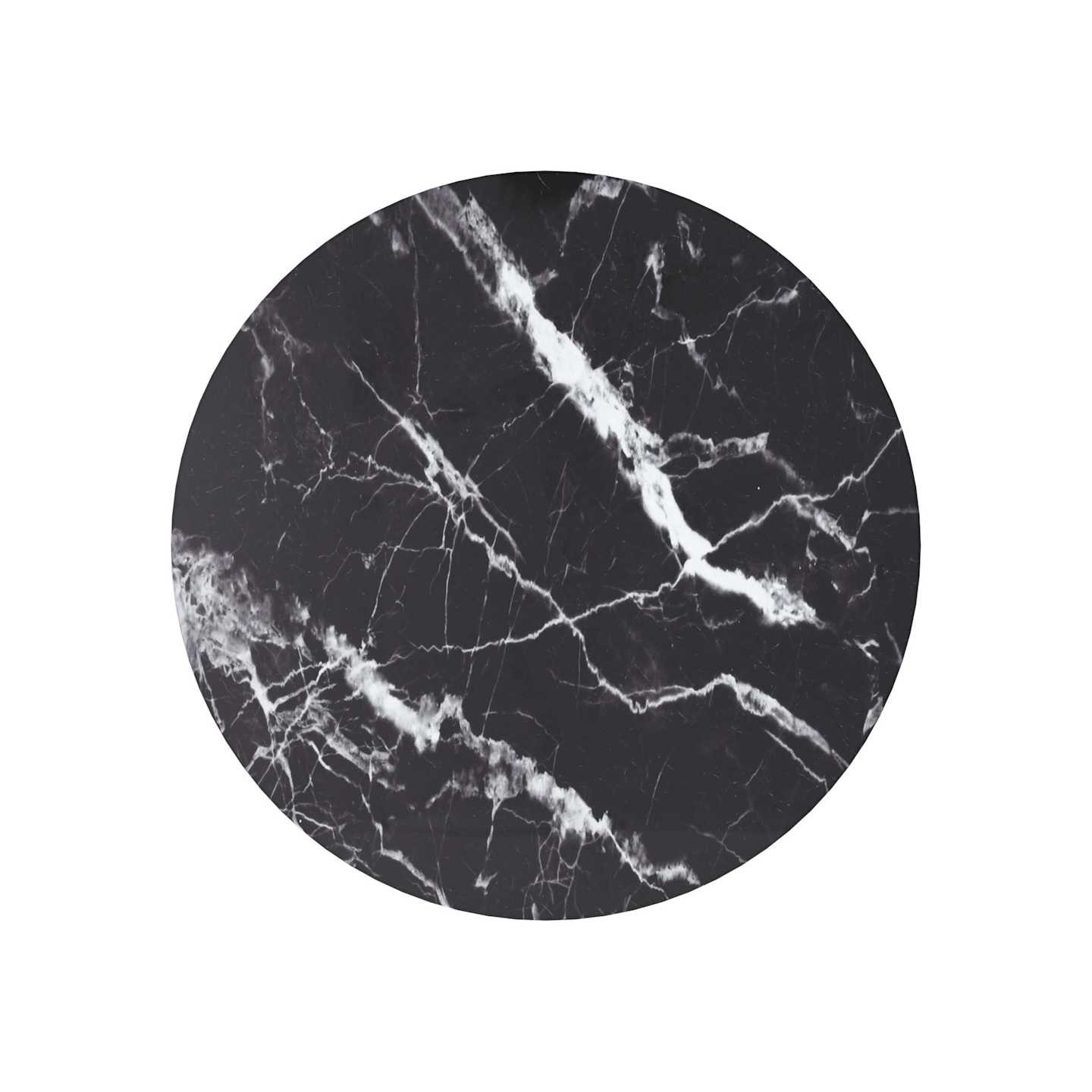 Dessus de table noir Ø40x0,8cm verre trempé avec design marbre