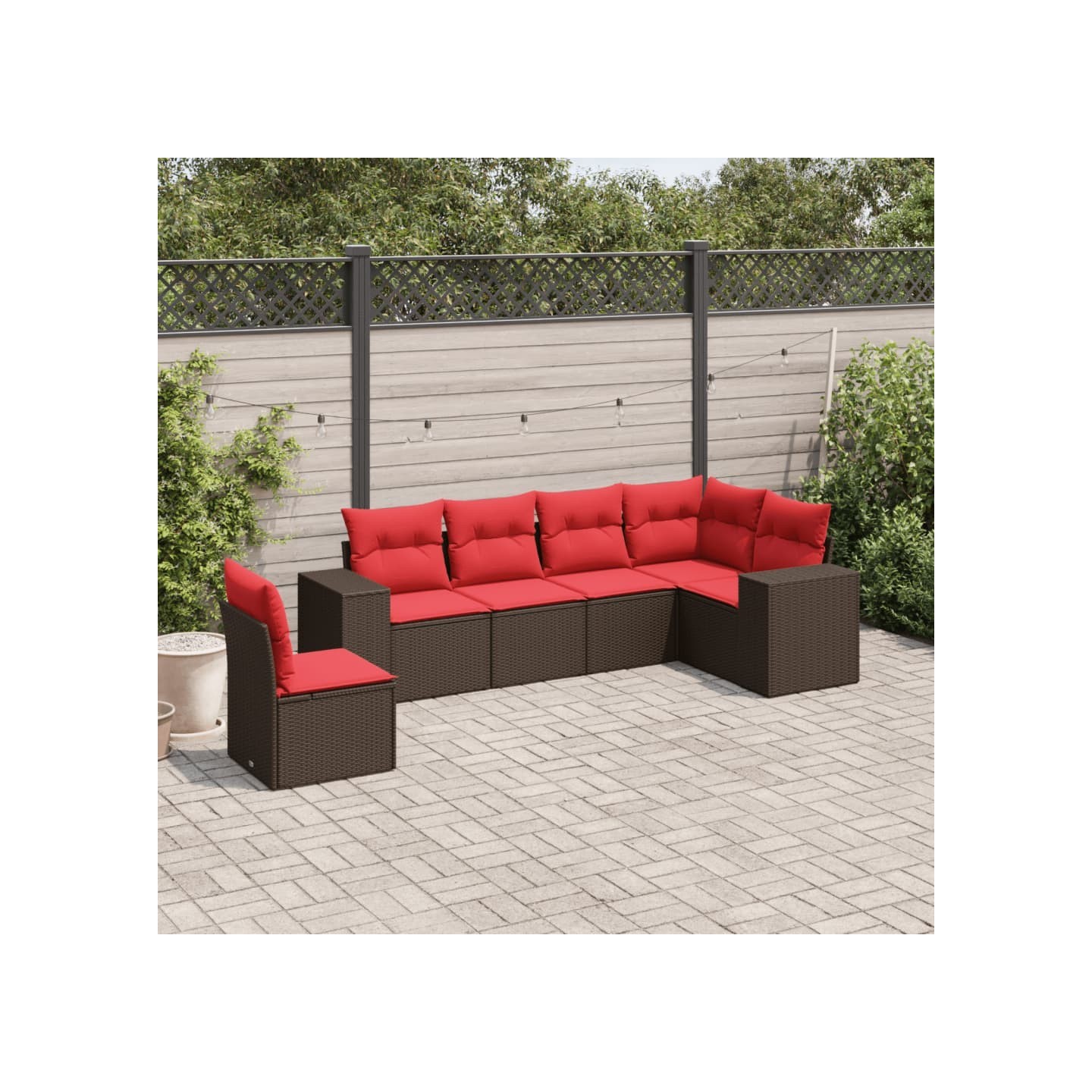 Ensemble de canapé de jardin 6 pcs avec coussins marron