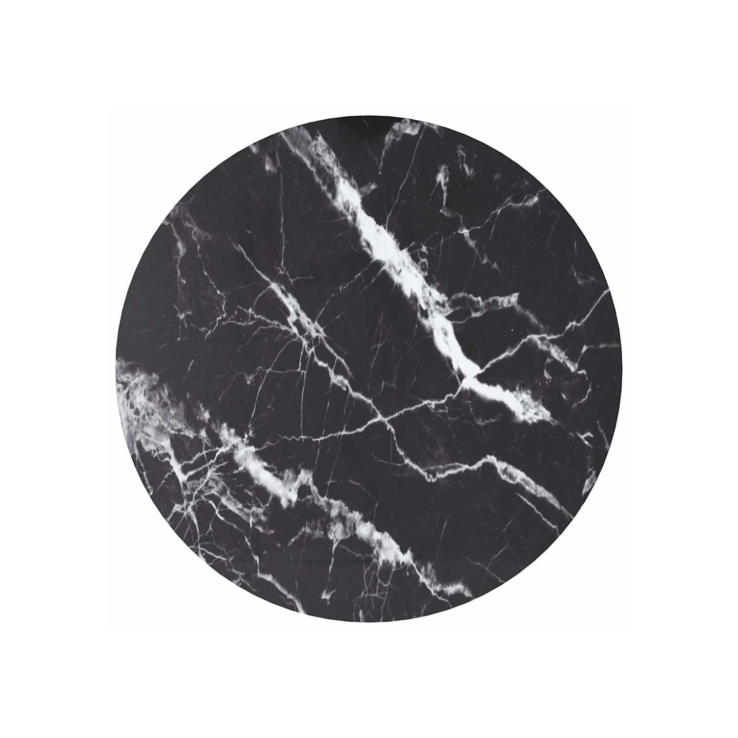 Dessus de table noir Ø50x0,8cm verre trempé avec design marbre