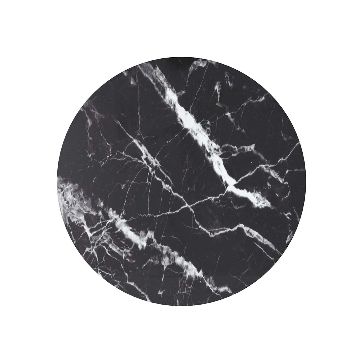 Dessus de table noir Ø60x0,8cm verre trempé avec design marbre