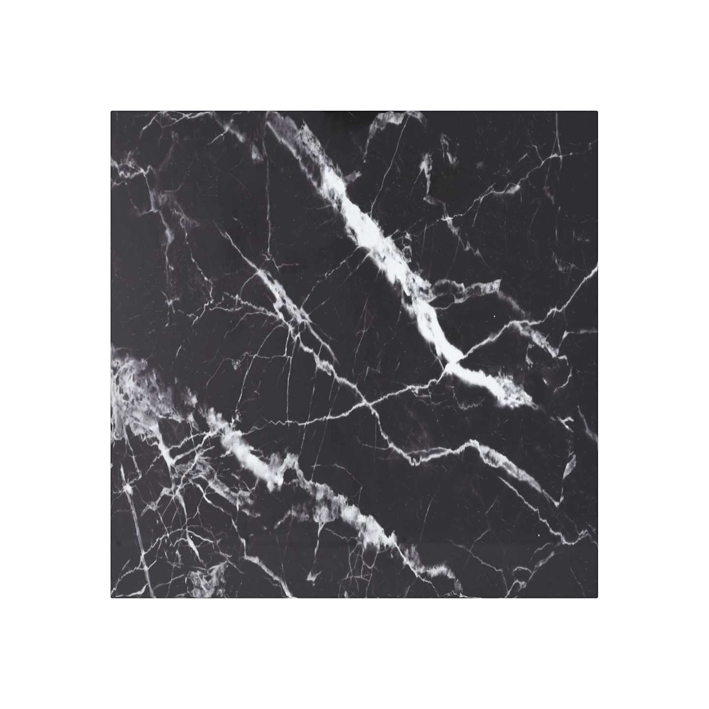 Dessus de table noir 70x70 cm 6 mm verre trempé design marbre
