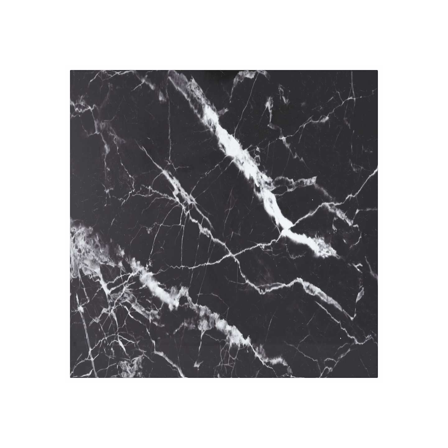 Dessus de table noir 80x80 cm 6 mm verre trempé design marbre