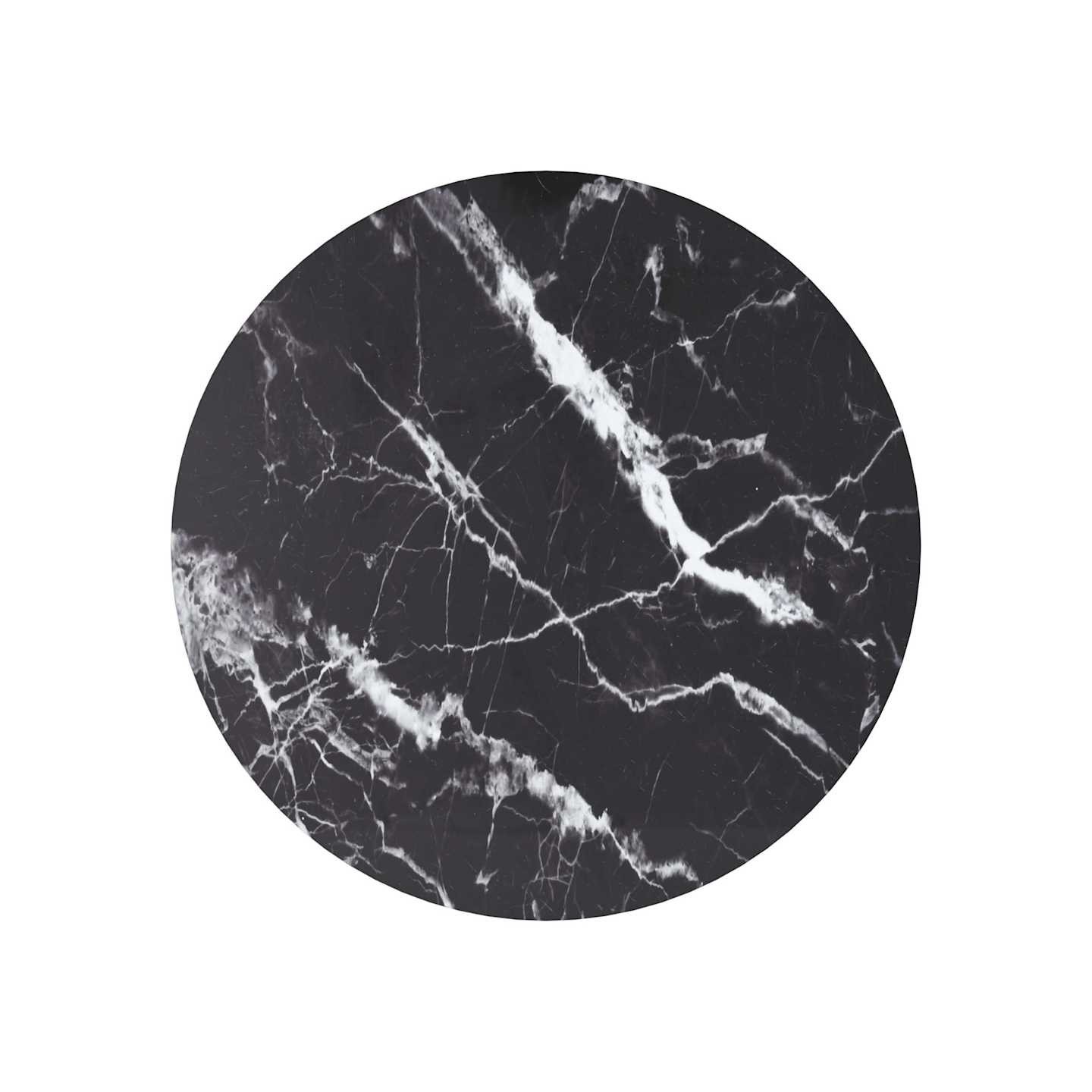 Dessus de table noir Ø70x0,8cm verre trempé avec design marbre