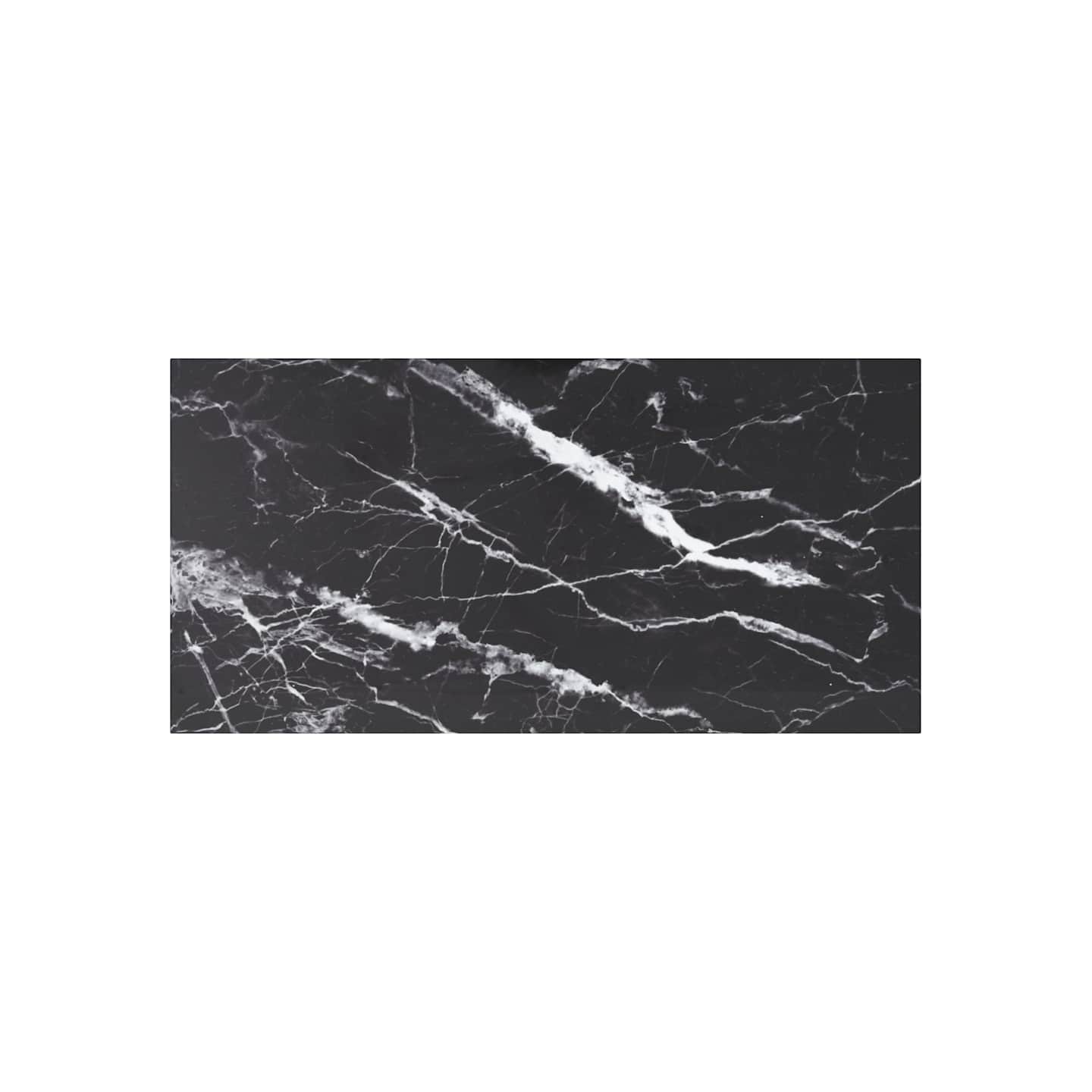 Dessus de table noir 100x50 cm 6 mm verre trempé design marbre
