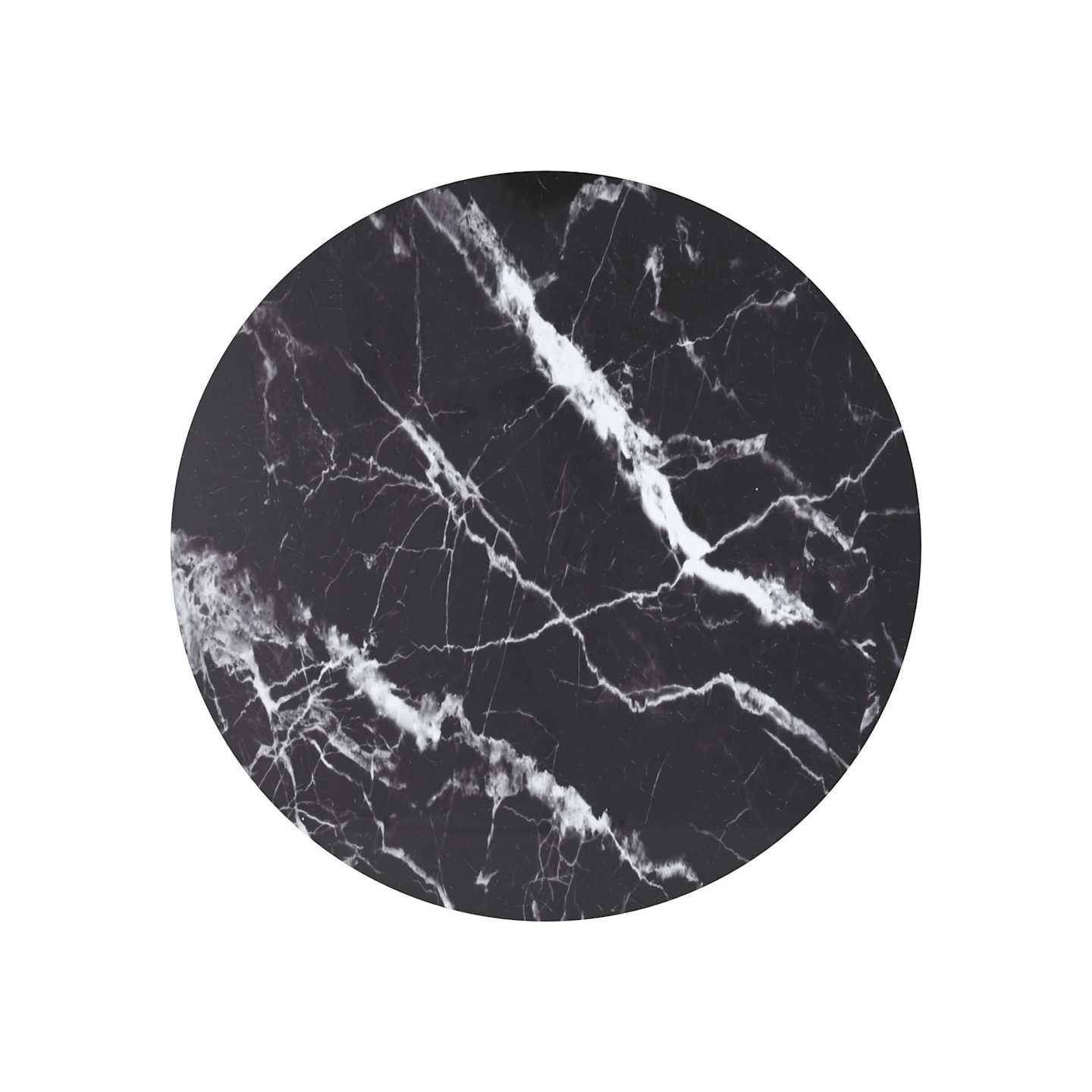 Dessus de table noir Ø80x1 cm verre trempé avec design marbre