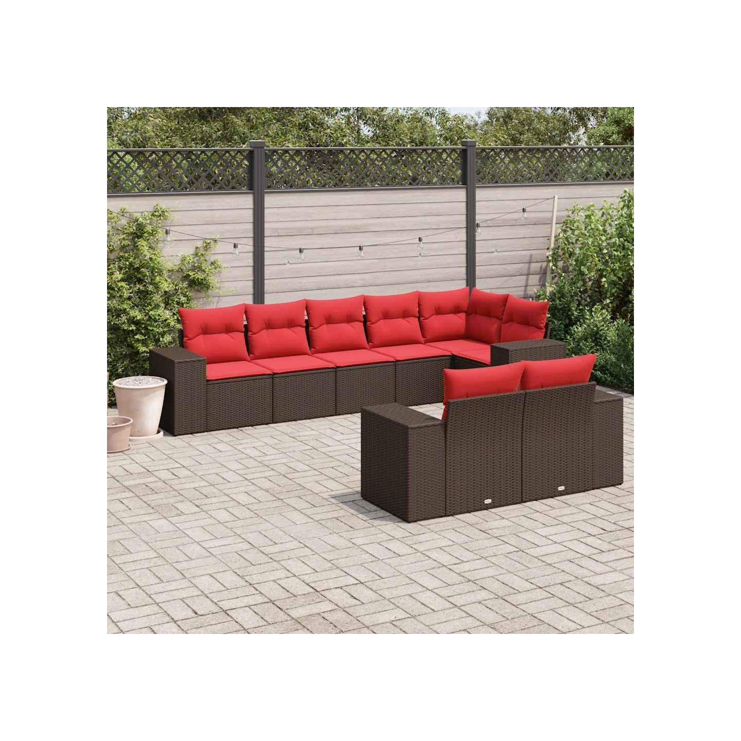Ensemble de canapé de jardin 8 pcs avec coussins marron