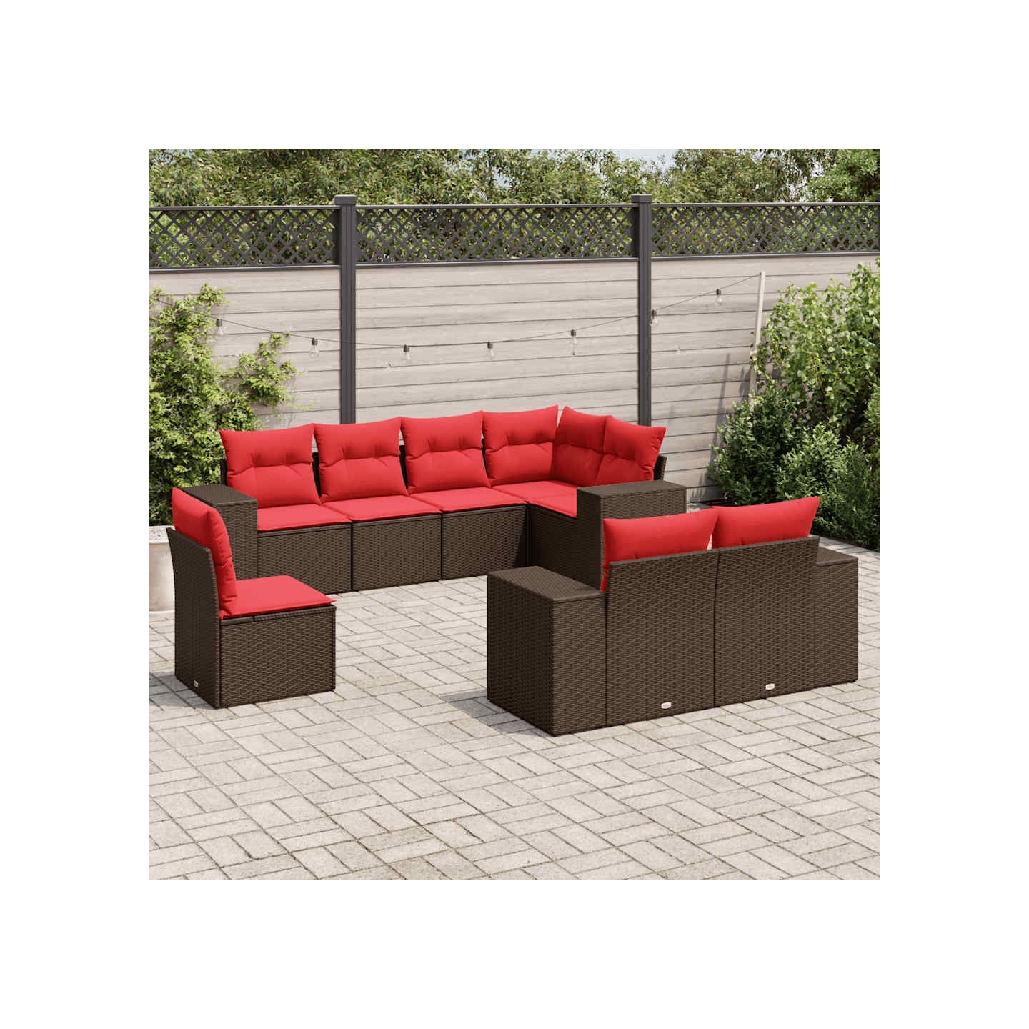 Ensemble de canapé de jardin 8 pcs avec coussins marron