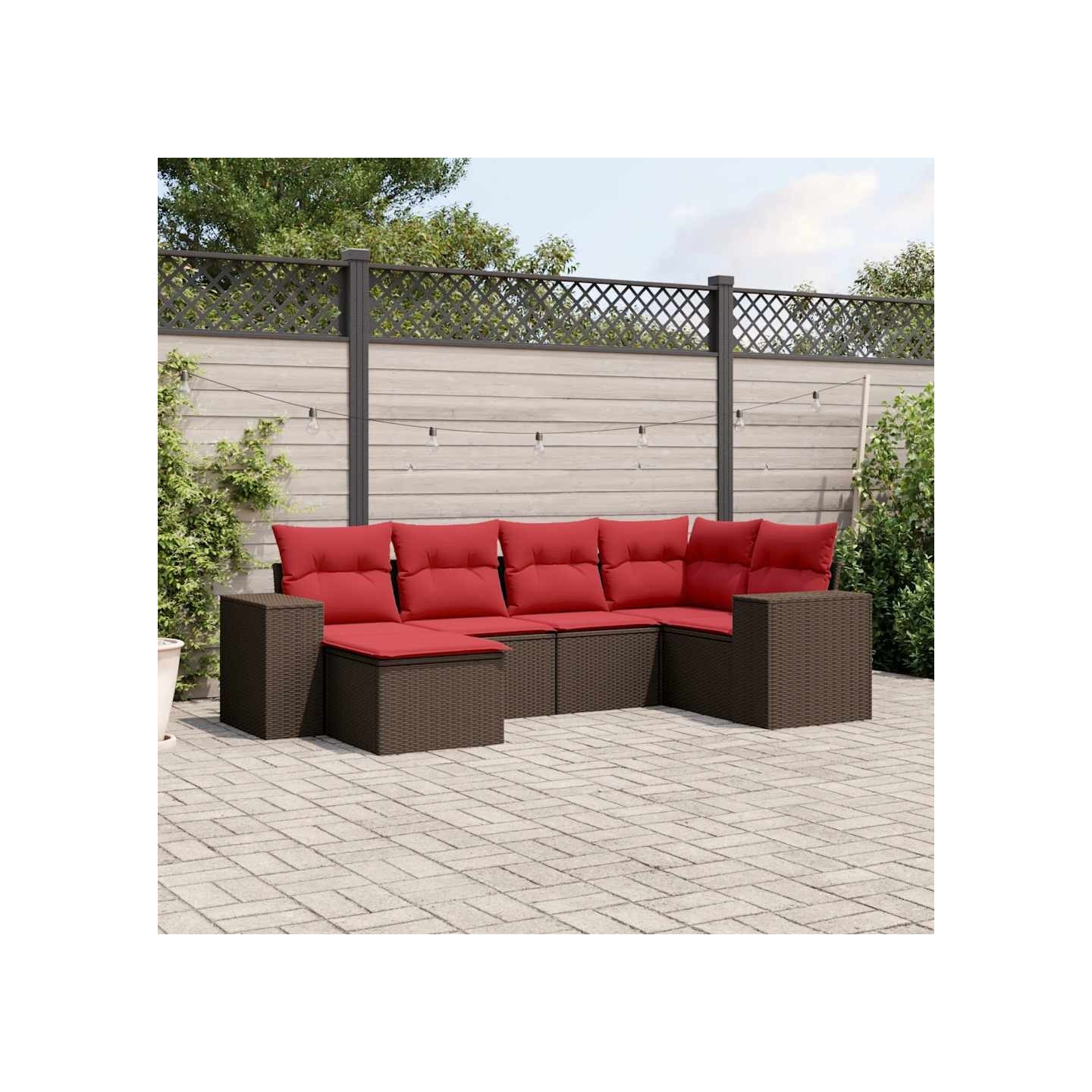 Ensemble de canapé de jardin 6 pcs avec coussins marron