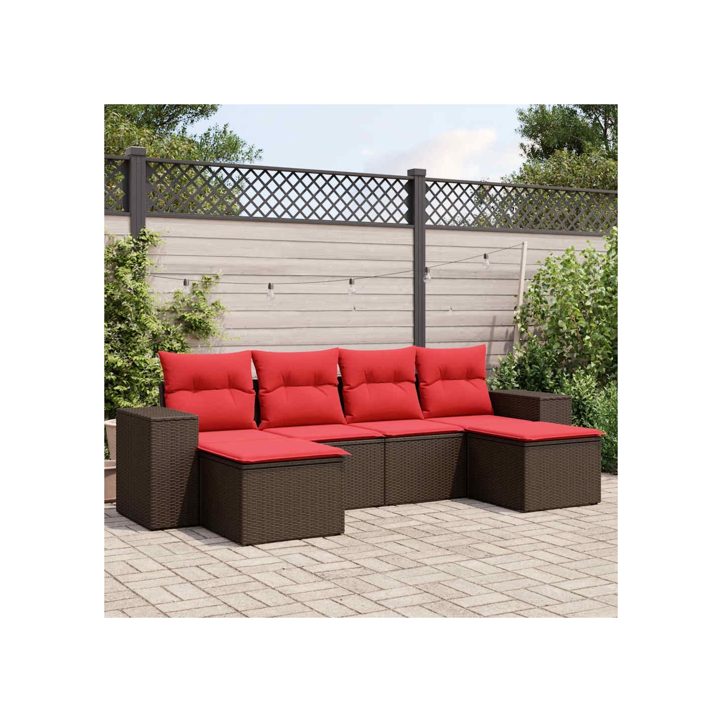 Ensemble de canapé de jardin 6 pcs avec coussins marron