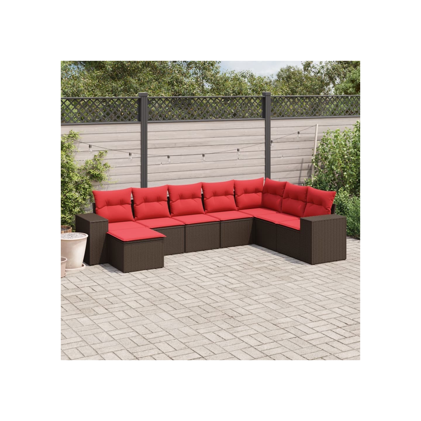Ensemble de canapé de jardin 8 pcs avec coussins marron