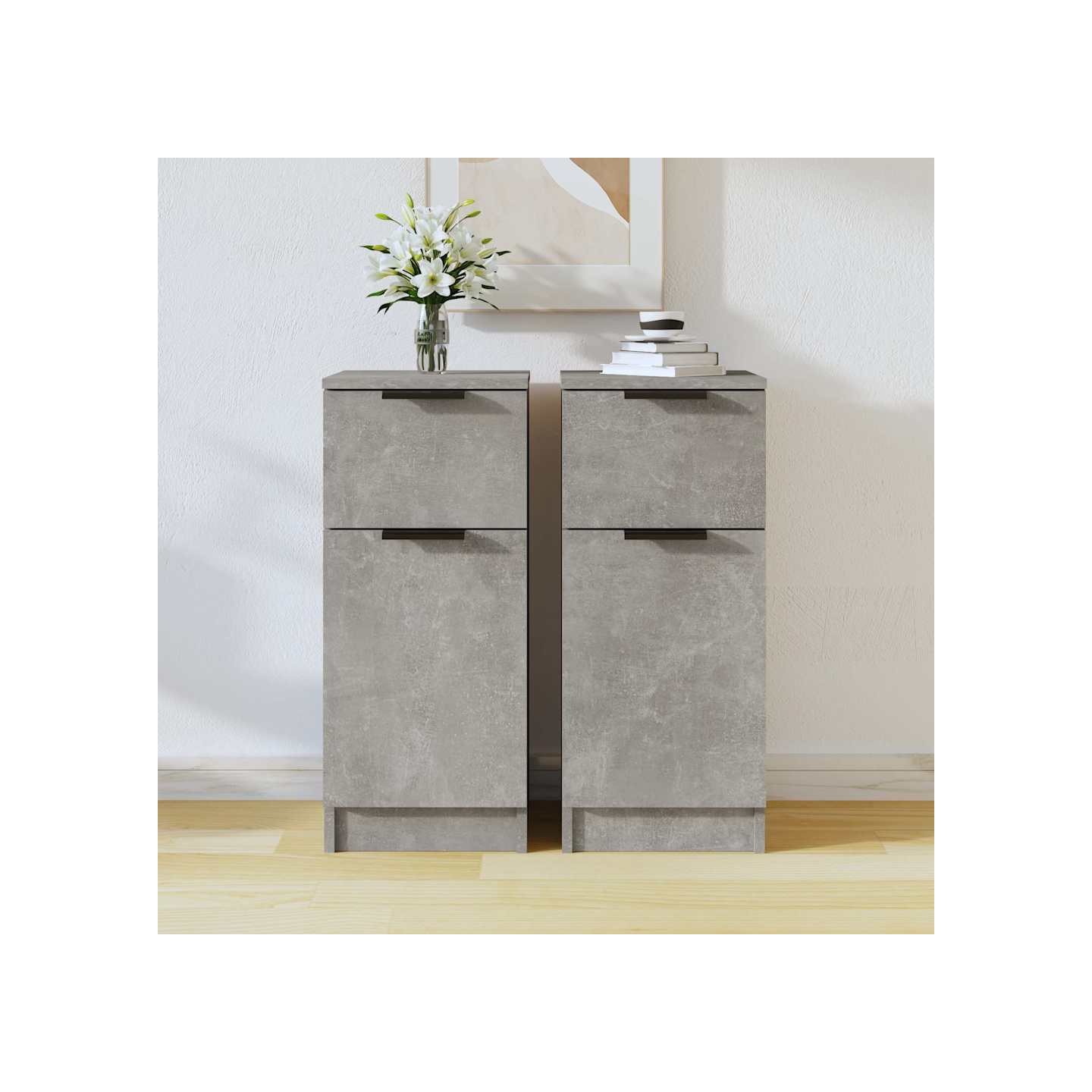 Buffets 2 pcs Gris béton 30x30x70 cm Bois d'ingénierie