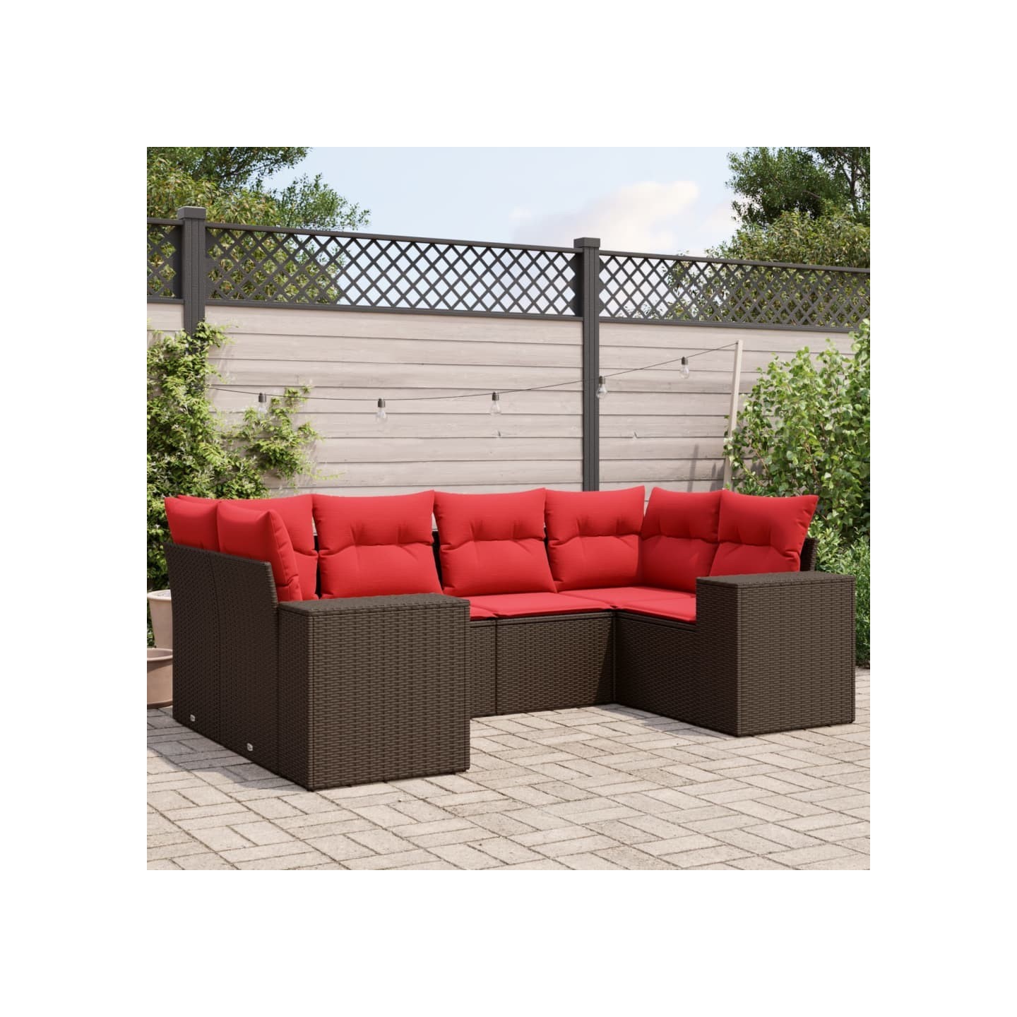 Ensemble de canapé de jardin 6 pcs avec coussins marron