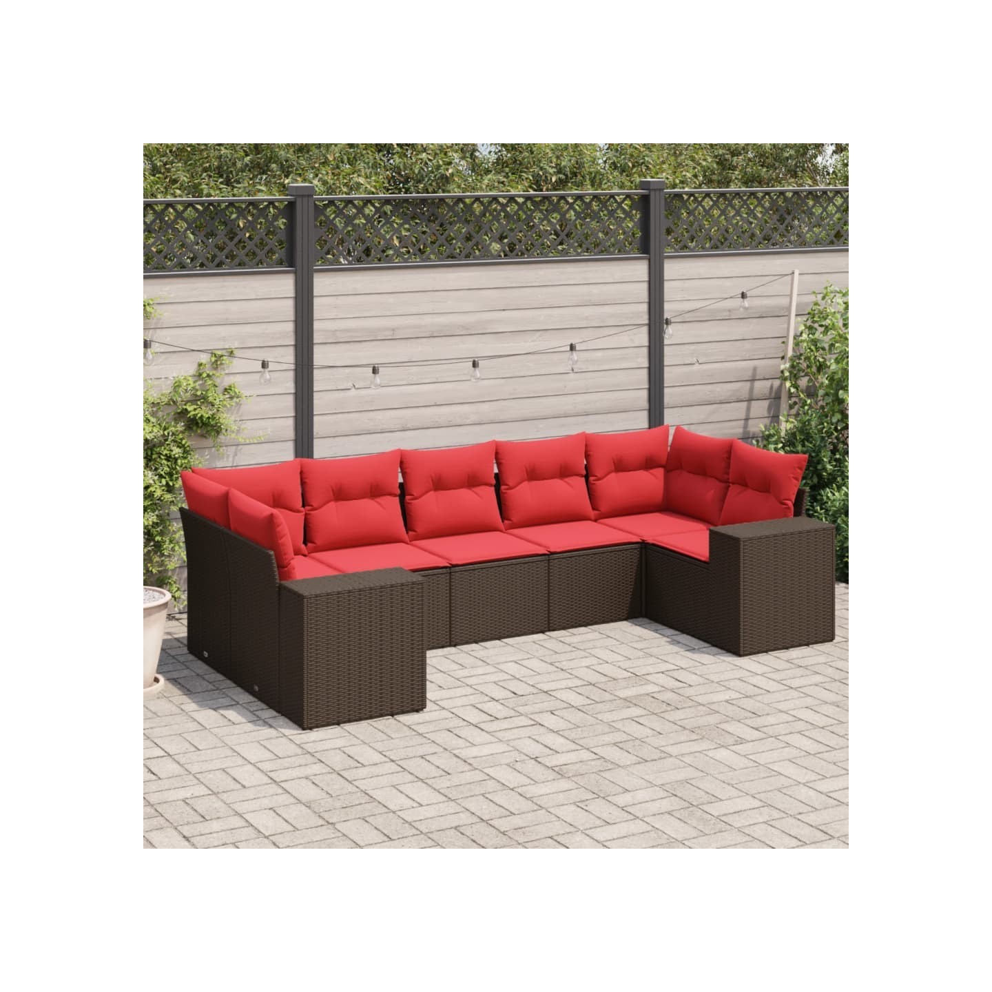 Ensemble de canapé de jardin 7 pcs avec coussins marron