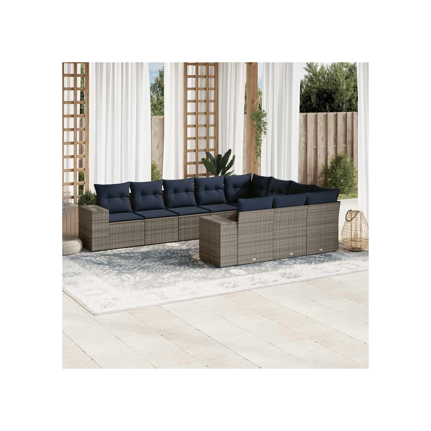 Ensemble de canapé de jardin 10 pcs avec coussins gris
