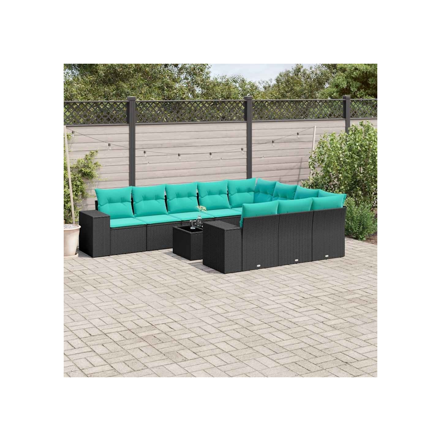 Ensemble de canapé de jardin 11 pcs avec coussins noir