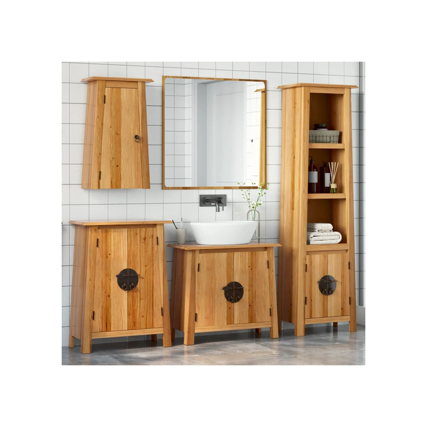 Ensemble de meubles de salle de bain 4 pcs bois de pin massif