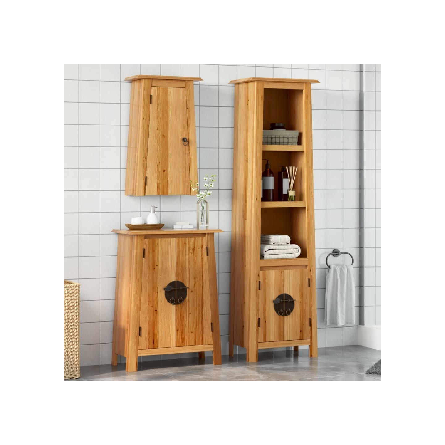 Ensemble de meubles de salle de bain 3 pcs bois de pin massif