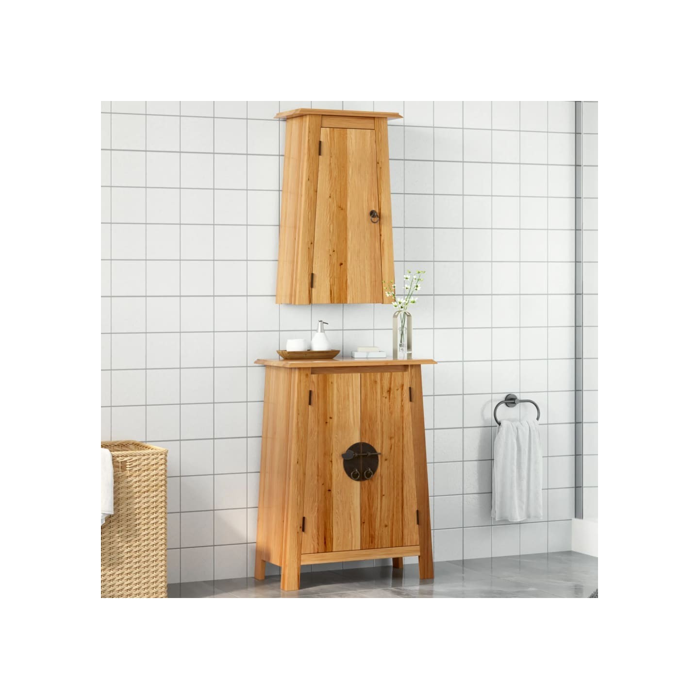 Ensemble de meubles de salle de bain 2 pcs bois de pin massif