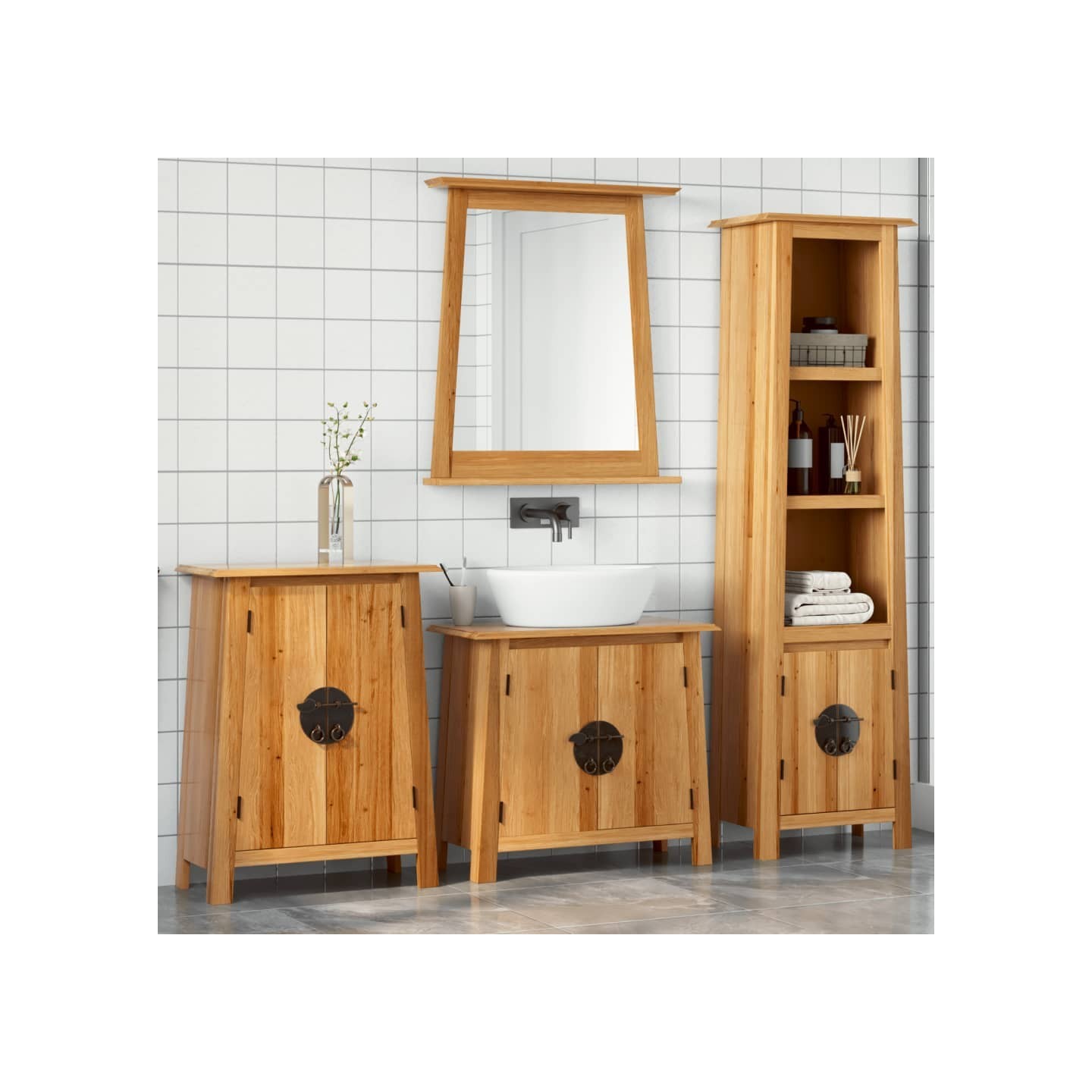 Ensemble de meubles de salle de bain 4 pcs bois de pin massif
