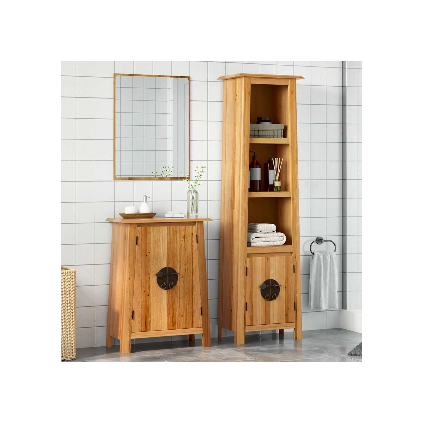 Ensemble de meubles de salle de bain 2 pcs bois de pin massif