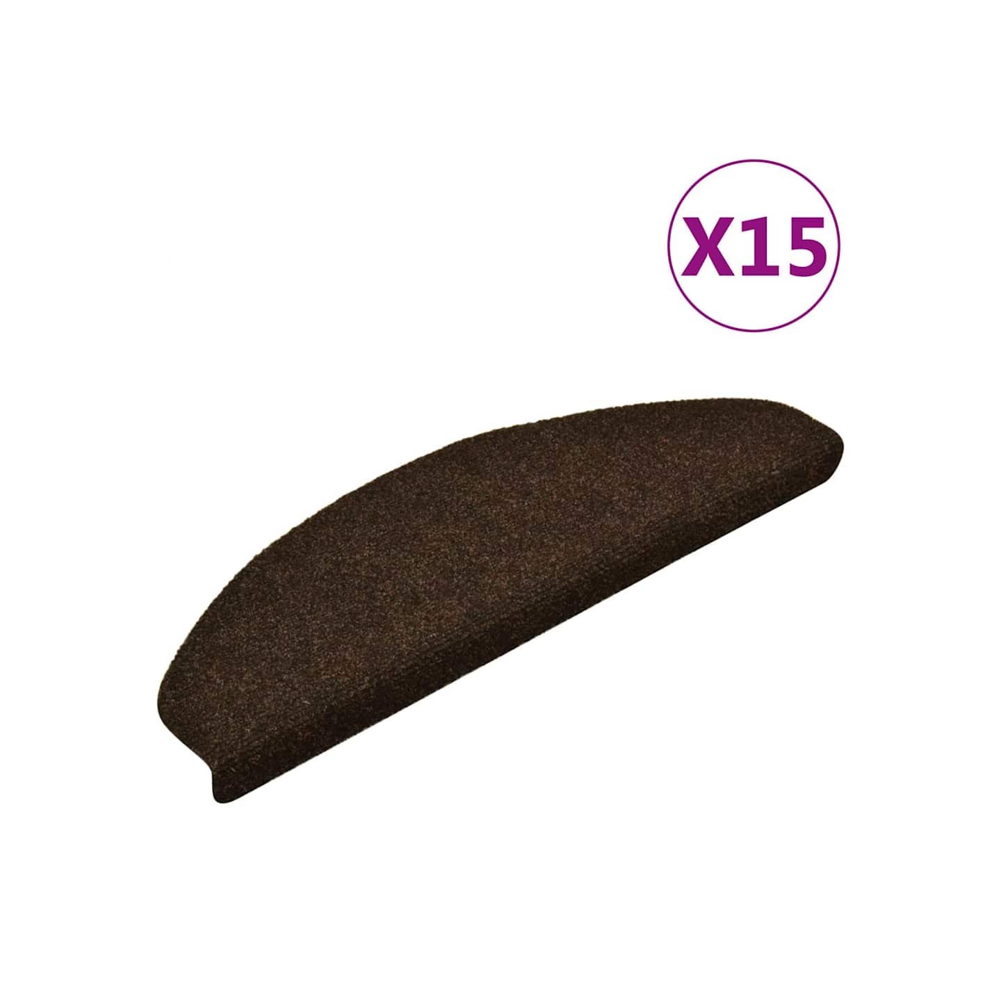 Tapis d'escalier auto-adhésifs 15 pièces 65x21x4 cm Marron