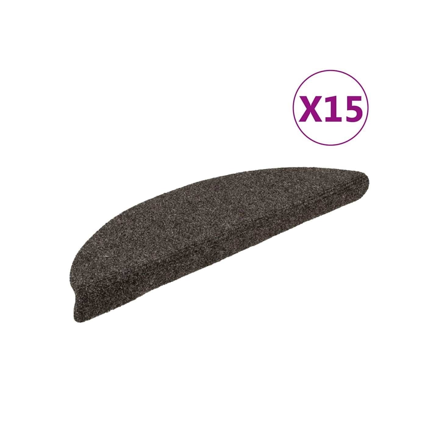 Tapis d'escalier autocollants 15 pièces 56 x 17 x 3 cm Anthracite Demi-rond