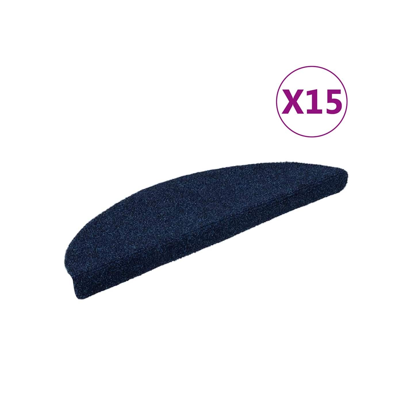 Tapis d'escalier autocollants 15 pièces 56x17x3 cm Bleu marine