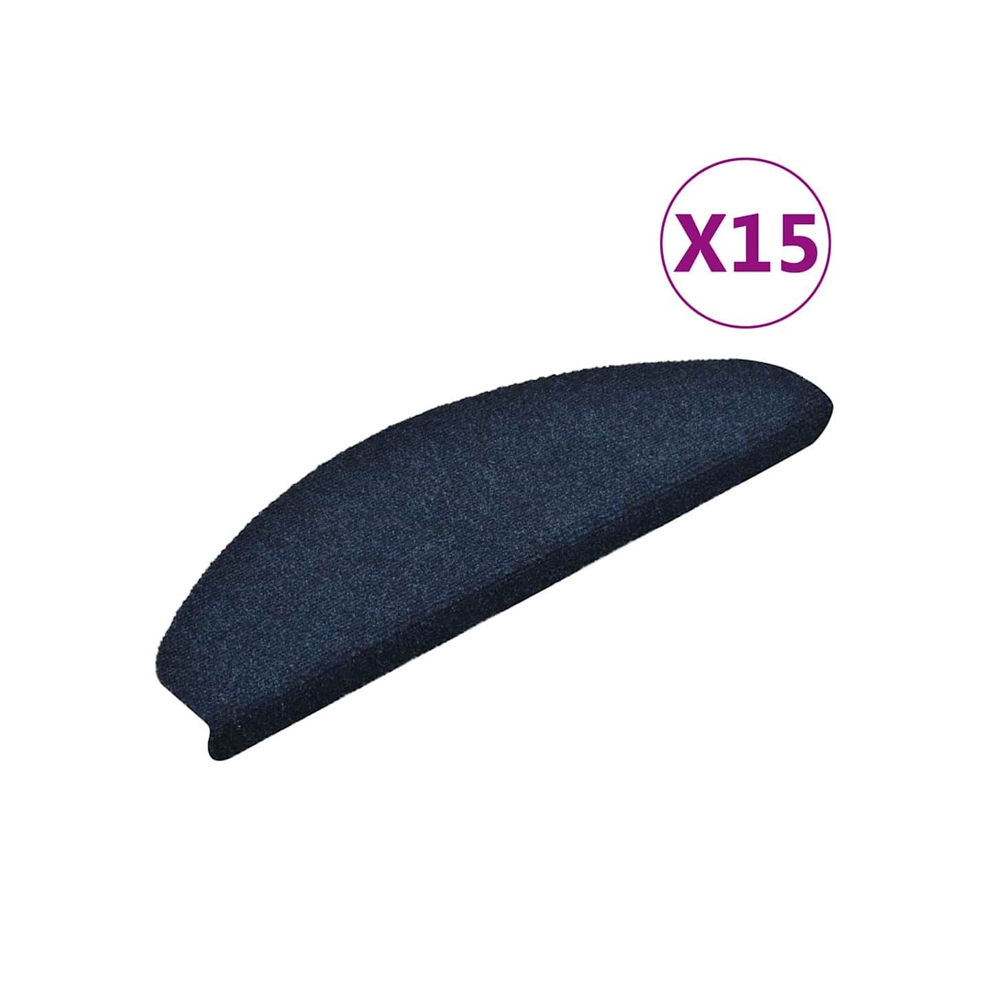 Tapis d'escalier autocollants 15 pièces 65 x 21 x 4 cm Bleu marine Demi-rond Grand