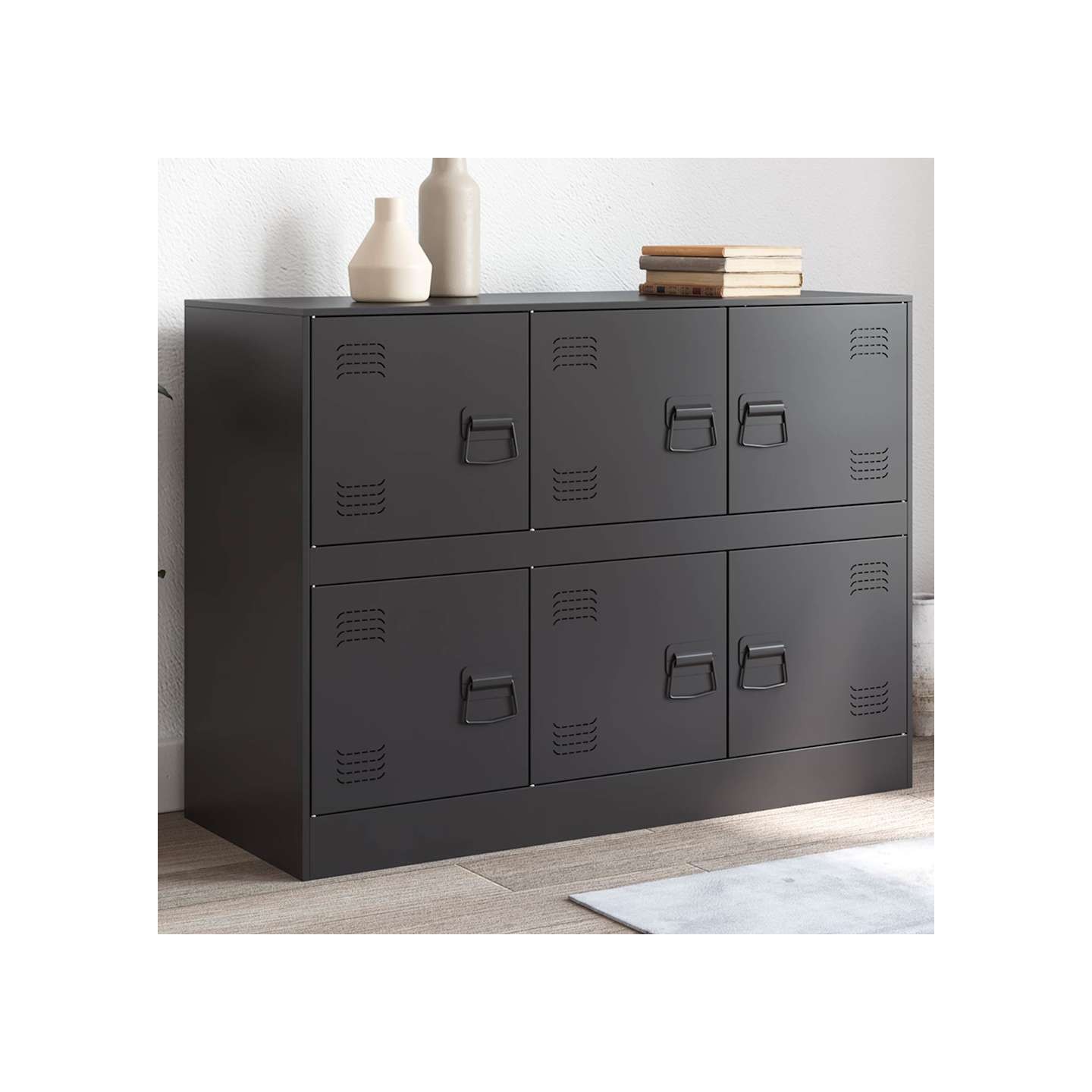 Buffet noir 99x39x73 cm acier
