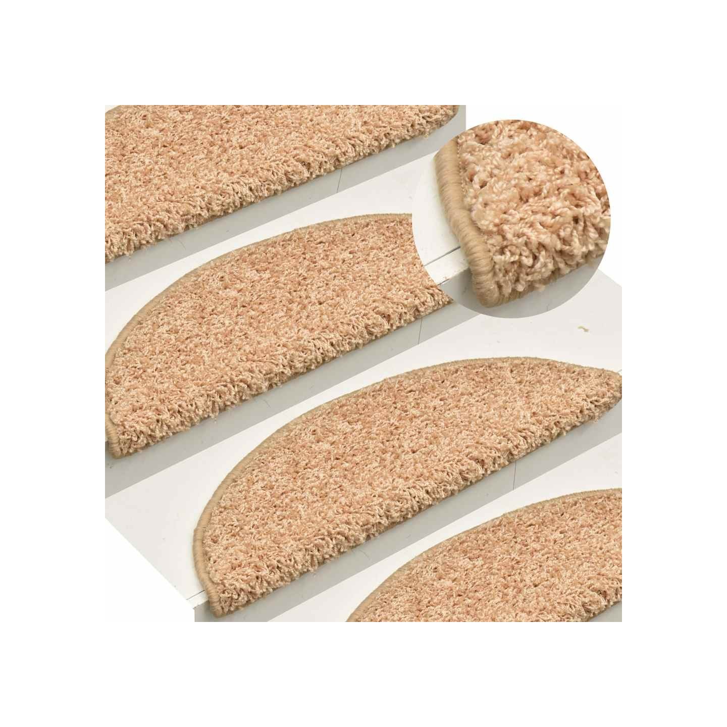 Tapis d'escalier 15 pièces 56 x 17 x 3 cm Doré Demi-rond