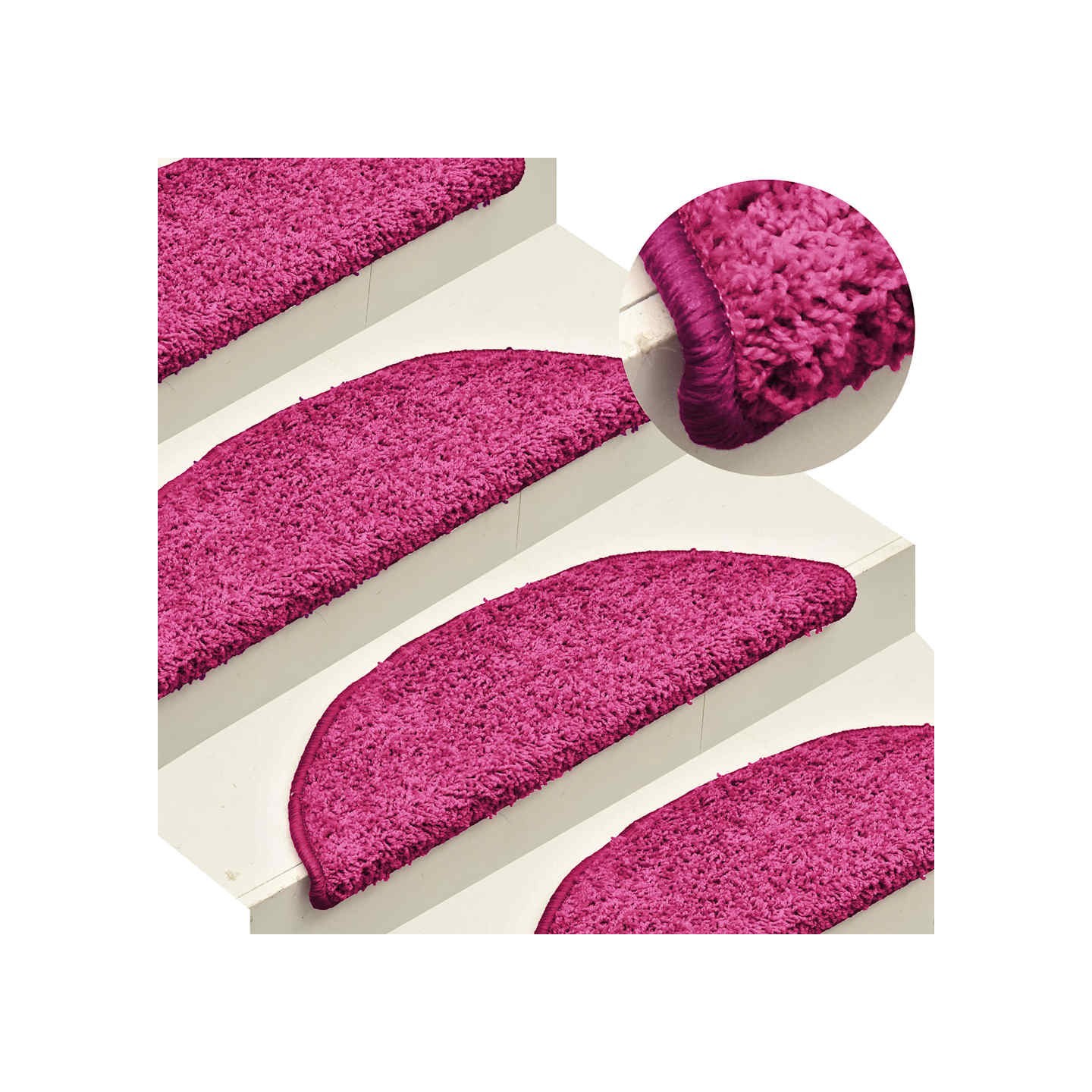 Tapis d'escalier 15 pièces 56 x 17 x 3 cm Rose Demi-rond