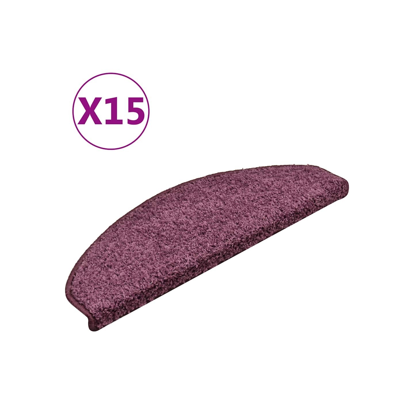 Tapis d'escalier 15 pièces 65x21x4 cm Violet foncé